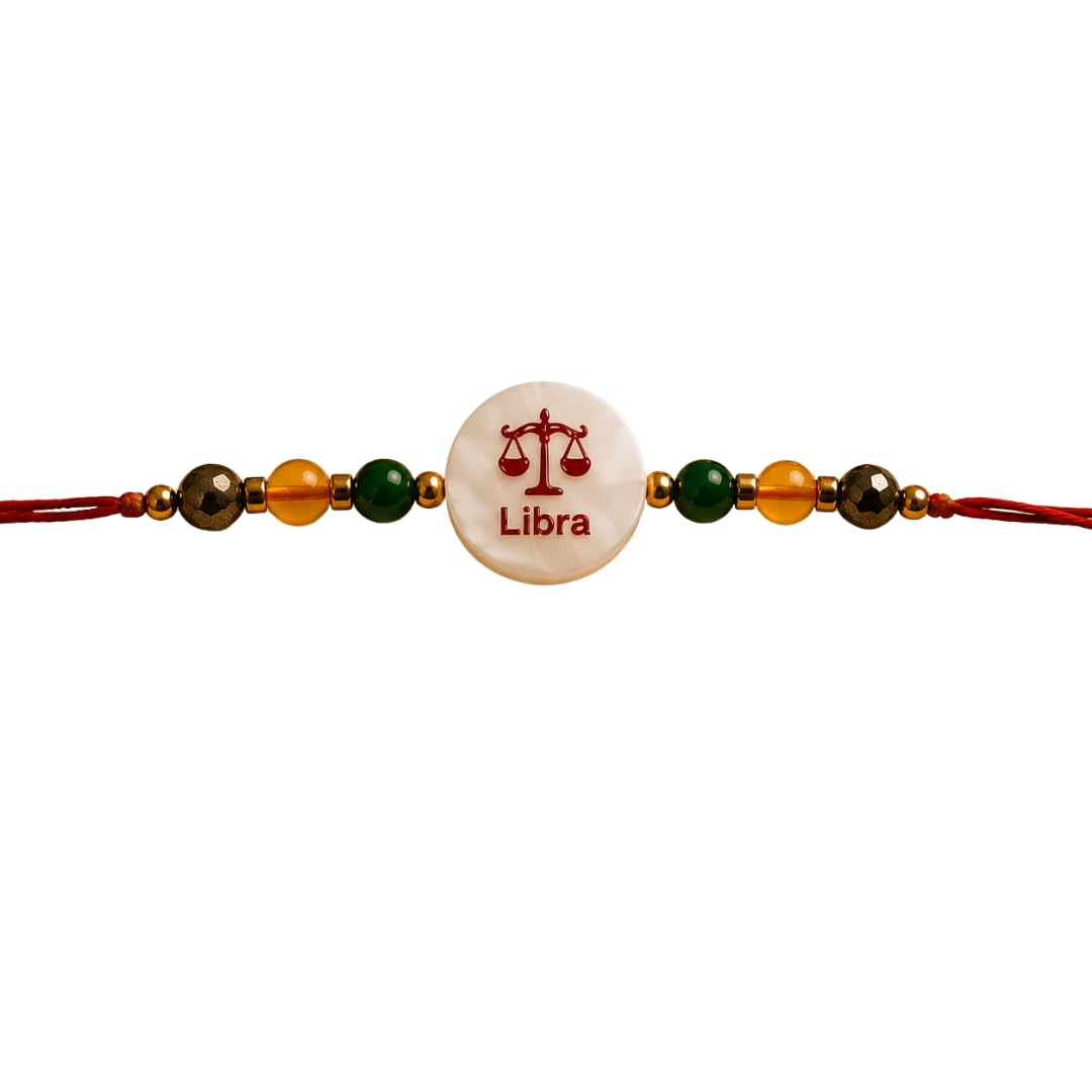 Libra Zodiac Rakhi for Brother with Money Magnet & Mother of Pearl | Premium Handmade Crystal Rakhi | Designer Raksha Bandhan Thread | Spiritual Lucky | Unique Festival Gift for Brother |Raksha Bandhan Festival Gift-image-11
