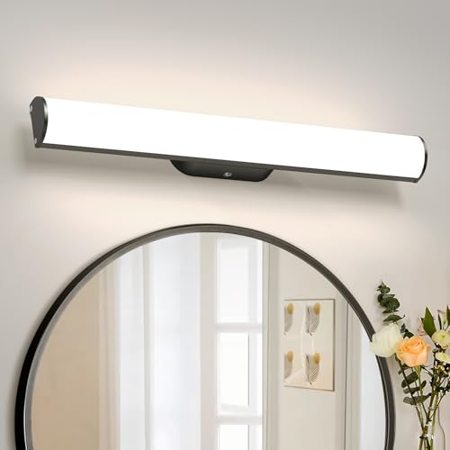 OOWOLF Bathroom Mirror Wall Light - 17" 12W 4000K LED Makeup Shaver Lamp Wall Over IP44 Mirror for Dressing Table Cabinet(not Included Switch) (Black, 17 Inch) - Image 2
