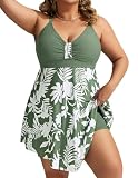 Hanna Nikole Plus Size Maternity Swimsuits Full Coverage Modest Bathing Suit Tummy Control Swimwear Green...