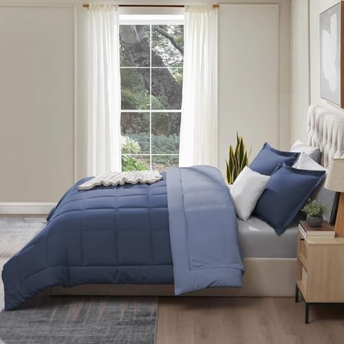 Image of FURBO Microfiber Reversible Comforter Set | Soft 200 GSM Lightweight All Season Quilt Blanket for Double Bed | Blueberry & Lavender (Without Pillow Covers)