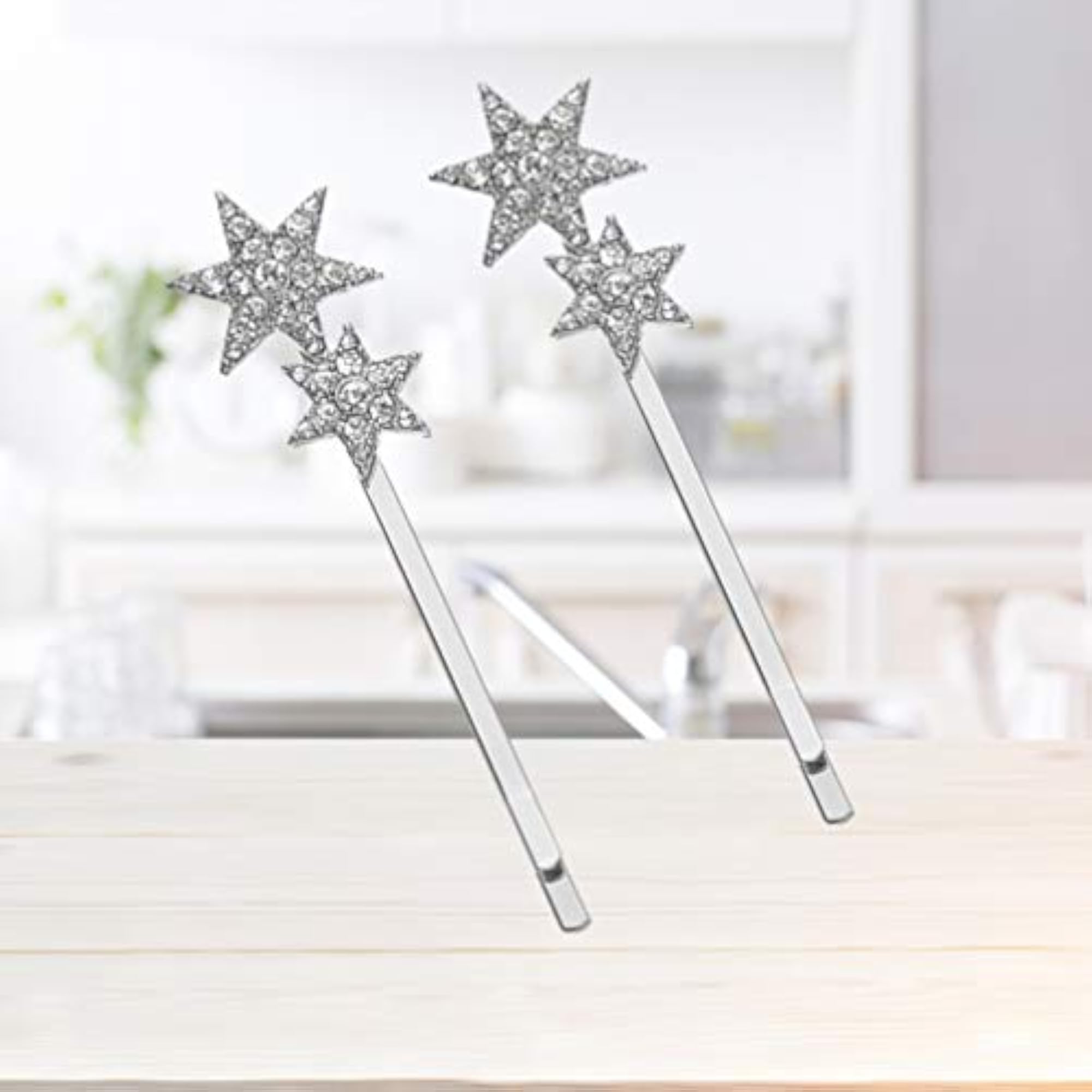 Stars Hair Clips Vintage Rhinestone Bobby Pins, 2Pcs Set