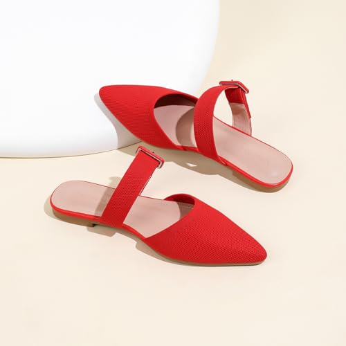 Image of Pointed Toe Mules for Women Flats,Slip On Mules Backless,Wide Width Mules,Mule Slides Flats Sandals