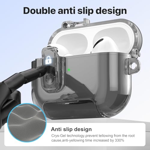Image of Meyaar for AirPods Pro 3 Case, Clear Magnetic Automatic Lock Cases with Phone Stand with Keychain Case for Airpod Pro 3 for Men & Women (Black)