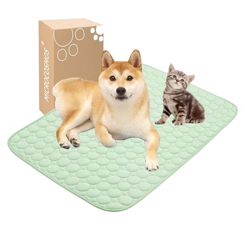MICROCOSMOS Summer Cooling Mat & Sleeping Pad- Water Absorption Top, Materials Safe, Easy Carry, EZ Clean. Keep Cooling for Pets, Kids and Adults.(Green, 28" x22")