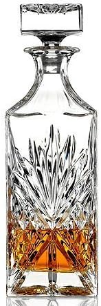 Irish Diamond Cut Star Patterned Extra Tall Premium Whiskey Crystal Glass Decanter & Glass Stopper, Cognac, Bourbon Bottle by Fine Occasion