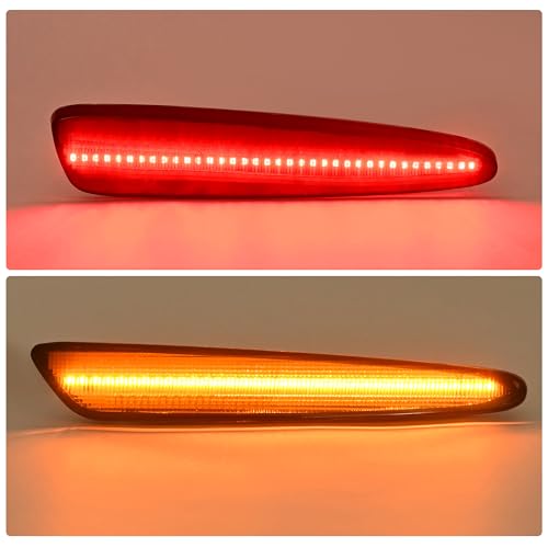 HECASA 4PCS LED Side Marker Lights Compatible with 2005-2013 Chevrolet Chevy Corvette C6 Z06/ZR1/Grand Sport Replacement for GM2550196 GM2551196 Side Marker Signal Lamp Smoke Lens Front Amber Rear Red by HECASA - Image 9