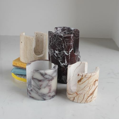 Nawgnail Natural Marble Travertine Sponge Holder for Kitchen Counter, Drying Rack, Sponge Caddy for Sink Organizer - Rosa Levanto Marble by Nawgnail - Image 4