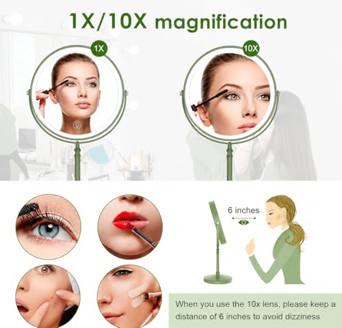 Image of DEIOVWXS Makeup Mirror, Rechargeable Vanity Mirror with 3 Lights, 1X /10X