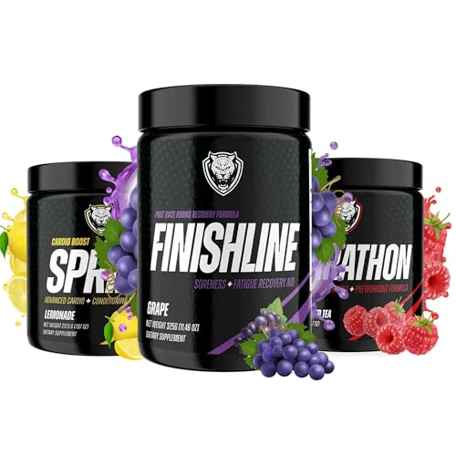 6AM Run Marathon Training Trio – Energy, Focus & Recovery Bundle (Sprint, Marathon, FinishLine) – Dietary Supplement Powder (901g, Sprint - Lemonade/Marathon (Ras. Iced Tea) / Grape)