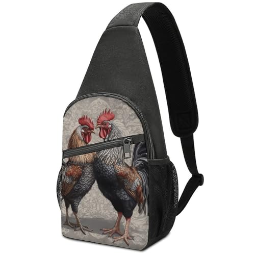 Bolso tipo Sling pequeño para día con diseño de gallo miniatura 1