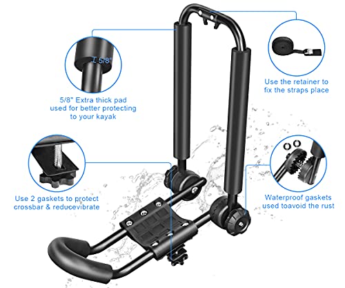 DRSPORTS Two Pairs Universal Foldable J-Bar Kayak Rack Folding Car Roof Top Carrier for Canoe, SUP, Kayaks, Surfboard and Ski Board Rooftop Mount on SUV, Car and Truck - Thumbnail 4