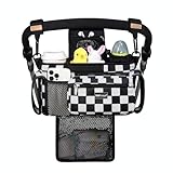 TOPDesign Universal Baby Stroller Organizer, Stroller Caddy with Detachable Mesh Bag & Heightened Insulated Cup Holders & Non-Slip Secure Hooks Accessories, Fits Most Strollers (Checkerboard)