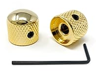 PROFESSIONAL QUALITY - Heavy Duty Solid Metal Rounded Dome Knobs in GOLD Finish UNIVERSAL FIT - Fits 1/4 in. (6.35mm) solid shaft pots compatible with U.S. and Mexico made Telecaster and Precision Bass models (1951-present). Will also fit any brand/m...