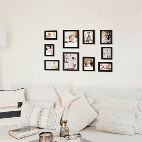 Hello Laura Picture Frame Set For Wall - 10 Pieces Black Picture Frame Sets For 4X6 5X7 8X10 Photos Frames Collage Wall Decor Durable Mdf Frames Set For Home Living Room Bedroom #TOP3