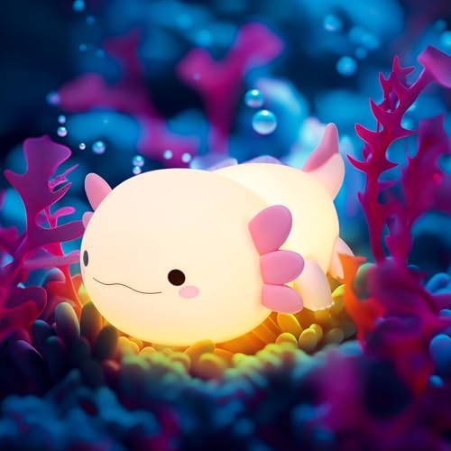 Axolotl Night Light Cute Axolotl Lamp Soft Silicone Kids Nursery Nightlight Timing Function Dimmable USB Rechargeable for Kids Bedroom Decor Birthday Gifts for Women Girls Babies Toddlers