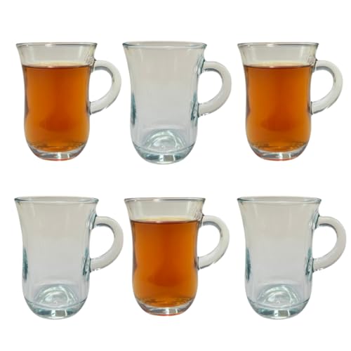 C&S Homestore 6X LAV Yudum Turkish Tea Glasses Espresso Coffee with Handle 95ml/3.25oz