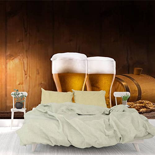 Afwadfwa Modern 3D Removable Wallpaper Self-Adhesive Two Glasses Of Beer Wall Murals Peel And Stick Wall Stickers For Living Room Bedroom Wall Decor #TOP6