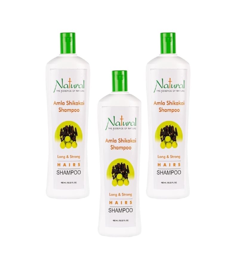 Natural The Essence of Nature Amla Shikakai Shampoo for Hair 480ml (Pack of 3)