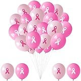 NeusWonder 100 PCS Pink Ribbon Awareness Balloons Decorations 12 Inch Breast Cancer Ribbon Latex Balloons Arch for Breast Cancer Awareness Items Community Activities Parades Charity Events Supplies