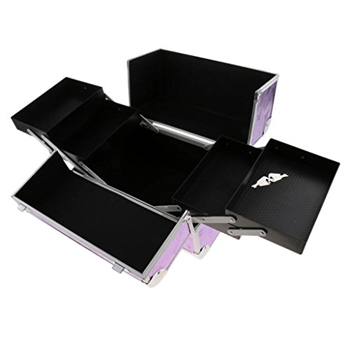 Bonarty Maleta de maquiagem de alumínio para cosméticos, trem de artista, caixa de transporte com tr