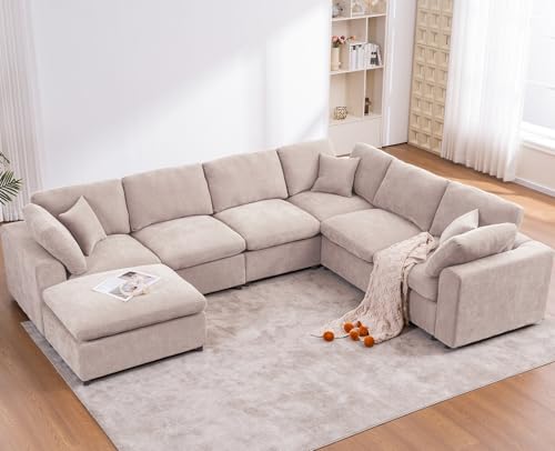VEPXXP Oversized Modular Sectional Sofa Couches for Living Room Beige