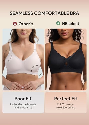 Image of HBselect Nursing Bras for Breastfeeding 3 Pack Women Maternity Jelly Bras | Wireless Classic Jelly Support Nursing Bra, Seamless Scalloped Maternity Bras, Comfort Pregnancy Sleep Bralette with Extender