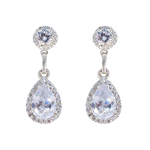 Boucle d'oreille poire en argent sterling 925 et cz brillant