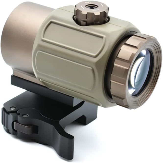G43 3X Micro Magnifying Glass, 3X Magnifier, with Switch to Side Quick Detachable QD Mount, for Hunting (Sand)