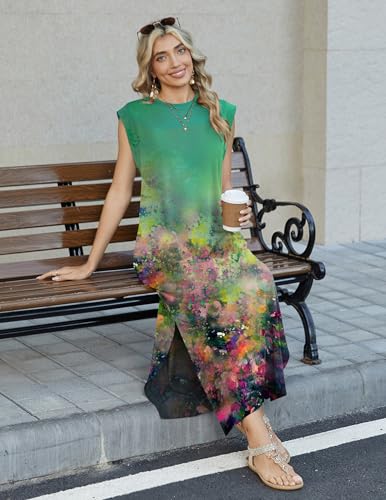 Image of Zeagoo Summer Dresses for Women 2026 Long Maxi Sundresses Loose Split Wrinkle-Free Beach Travel Vacation Clothes