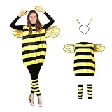 Timisea Bee Costume Kit - Women & Kid Bee Costume With Head Piece and Wings for Halloween Cosplay & Theme Party