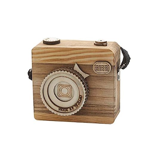 Caja de música Retro, forma de cámara de madera/regalo infantil para Navidad, Año Nuevo, Decoración del Hogar o Dormitorio