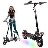 Off Road Electric Scooter Adults with Seat - 800W Motor, 25-28 Miles Long Range, 28MPH Top Speed Fast Electric Scooters,48V 15AH Battery,10' Tires All Terrain Foldable E-Scooter with Detachable Seat