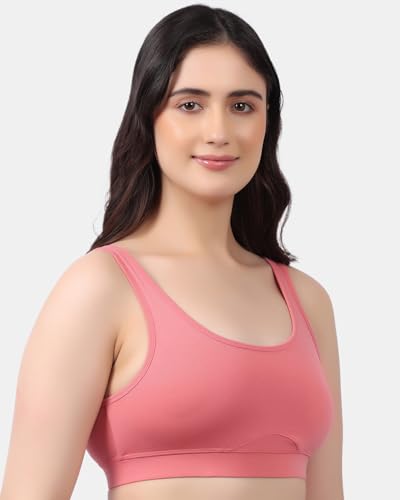 Image of Lavos Bamboo Cotton Comfort Sleeping Bra for Women, Slip On Bras to Wear at Home, Non-Padded & Non-Wired Sports Bras, Full /High Coverage, Soft Comfortable & Breathable Broad Strap Bra