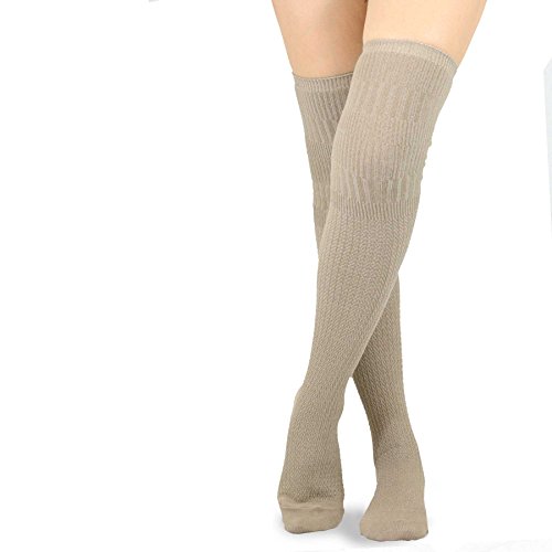Image of Fashionable Cotton Slouchy Boot Socks for Women and Girls: Long Thigh Highs, Over-the-Knee Highs, and Knee Highs