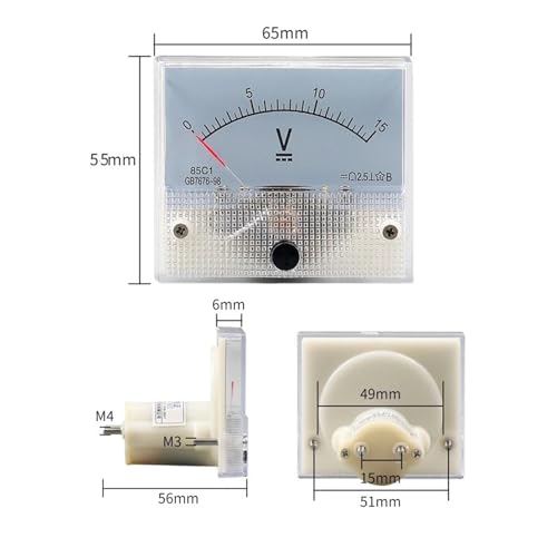 Voltmètre analogique CC 85C1-V 0-20V pour panneau électrique rétroéclairé