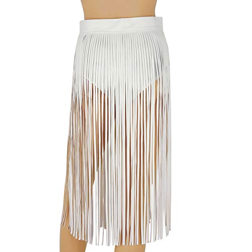 Women's Faux Leather Adjustable Waistband Fringe Tassel Skirt Strappy Hippie Boho Belt3