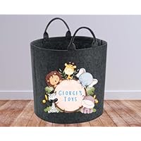 Personalised Safari Animal Toy Storage Basket Large 50l |Tub |Trug | Toy Box | Kids Toy Organisation