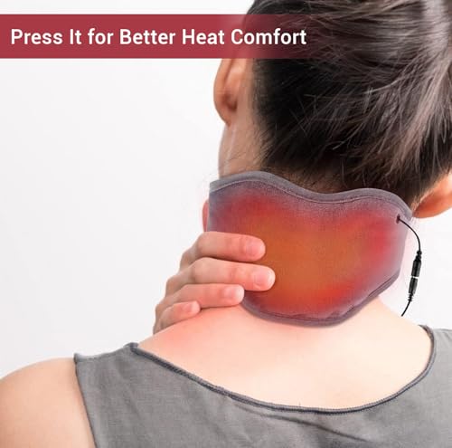AlierGo Neck Heating Pad, USB Heated Neck Wrap For Pain Relief With Auto Shut Off, 3 Adjustable Temperature, Reusable Electric Thermal Hot Compress Neck Brace, Heat Therapy For Soreness & Stiffness