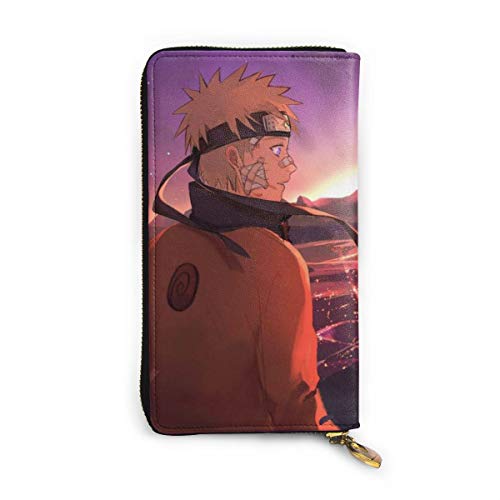 Preisvergleich Produktbild Naruto Geldbörse aus echtem Leder mit Reißverschluss, lange Clutch, Münzfach, Kartenpaket für Damen und Herren