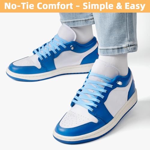 Image of Stepace 2 Pairs Elastic No Tie Shoe Laces for Kids and Adults Sneakers, Stretch Flat Tieless Shoestrings