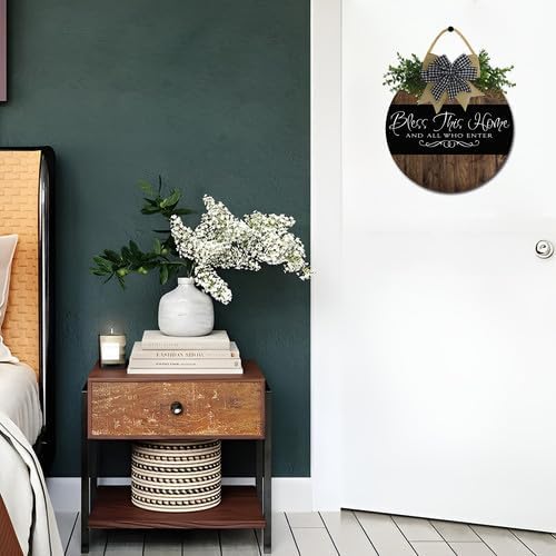 Bless This Home Rustic Wood Door Sign - 12-Inch Round