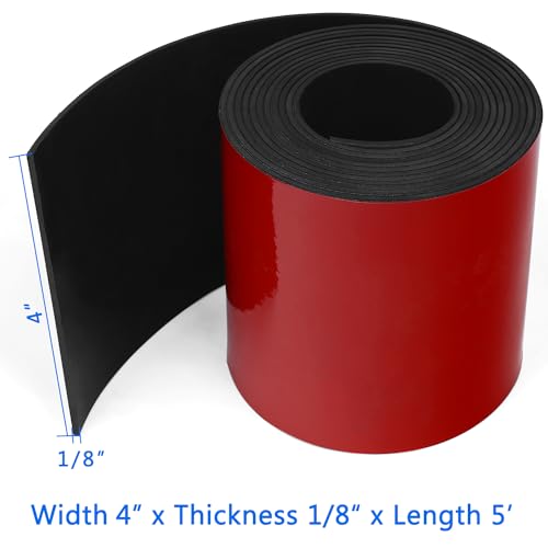 Image of WochiTV Adhesive Solid Rubber Strips, 4 inch Wide x 1 /8 inch Thick x 60 inch Long Self Stick Black Neoprene Rubber Rolls Perfect for DIY Insulation Cushion Gasket, Sealing, Liner, Weather Striping