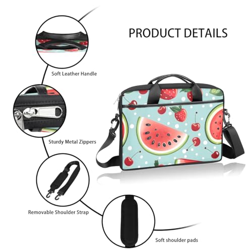 Shoulder Bag for Laptop Watermelon Strawberry Cherry 14/15 Inch Laptop Sleeve Waterproof Computer Bag for Notebook & Tablet Shockproof Laptop Case for Work Travel4