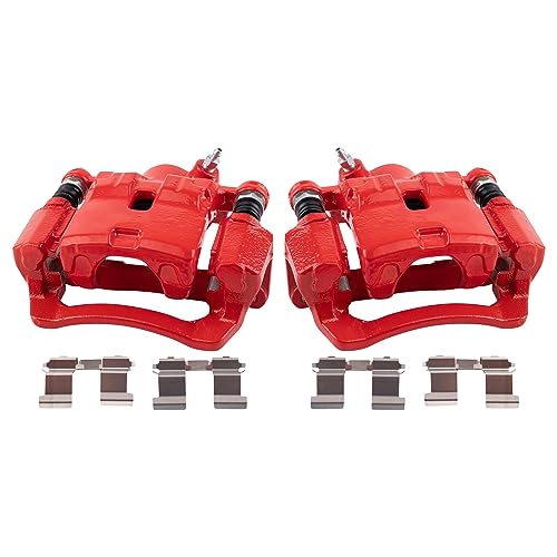 Image of TRQ Performance Rear Driver and Passenger Side Brake Caliper Set Caliper Brackets Hardware Compatible with 09-13 Subaru Forester 08-14 Impreza WRX WRX Premium WRX Limited Outback Sport 2.5i 15-19 WRX