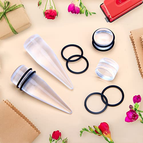 24 Pieces Big Ear Gauges Kit, Acrylic Tapers and Plugs Double O-Rings Stretching Set