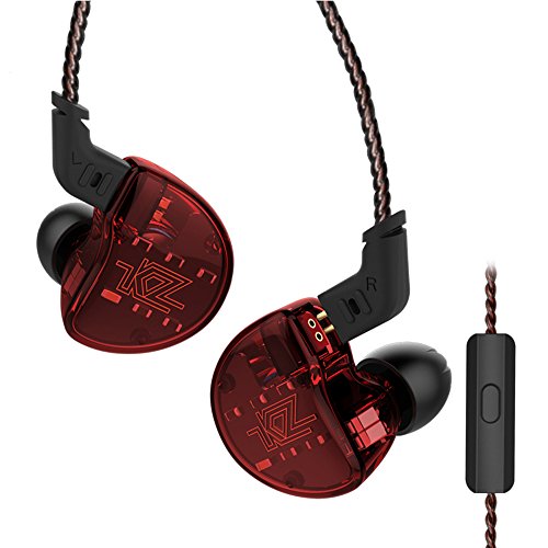 Linsoul KZ ZS10 5 Drivers in Ear Monitors High Resolution Earphones/Earbuds with Detachable Cable (with Mic Red)