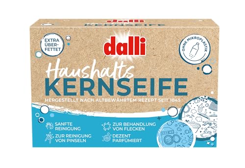 Dalli Jabón de núcleo doméstico, limpieza suave y versátil para el hogar y la ropa, respetuoso con la piel y respetuoso con el medio ambiente, 1 x 125 g en caja plegable
