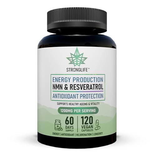 High Strength NMN Supplements UK Pure | NAD+ NMN Capsules & Trans-Resveratrol Capsules | Supports NAD+ Levels Cellular Health Energy & Healthy Ageing | 120 Capsules 2 Months Supply