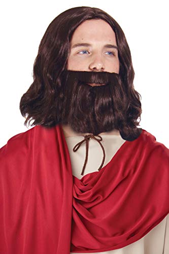 Simplicity Jesus Brown Full Wavy Wig With Beard Set and Free Wig Cap Simplicity Jesus Brown Full Wavy Wig With Beard Set and Free Wig Cap