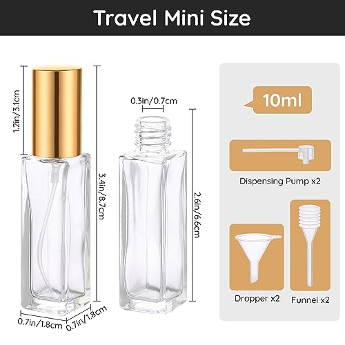 Segbeauty Travel Perfume Bottle Refillable, 10 Packs Atomizer Sprayer for Perfume, 10ML Empty Glass Perfume Bottle Portable Travel Size Spray Bottles Accessories for Dispensing Perfume Toiletries